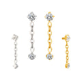 G23 Titanium Earring Nose Rings Wholesale Chain Dangle Double Round CZ Internally Threaded End Titanium Tops Piercing Jewelry