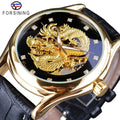 Forsining Men New Diamond Display Dragon Golden  Luminous Hand Transparent Watch Top New Luxury Waterproof Mechanical Watch