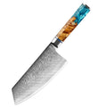 XITUO Damascus Steel Chef Knife 7 Inch Japanese Kitchen Knives Sharp Cleaver Slice Santoku Knife Cooking Tools Stable Wood Resin
