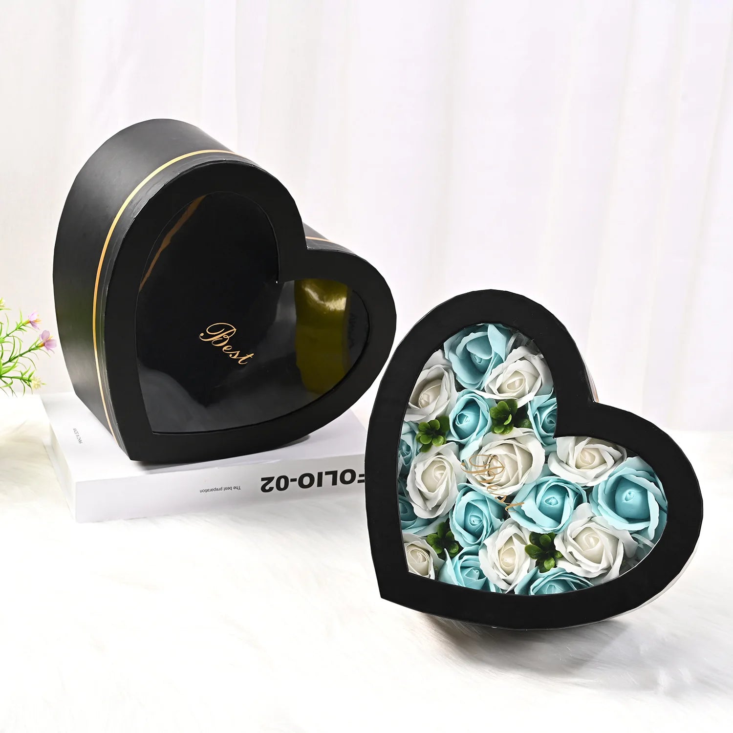 Custom Printing Same Logo Double Heart PVC Window Cute Eye Lash Paper Box Pink and Purple Eyelash Extensions Empty Eyelash Box