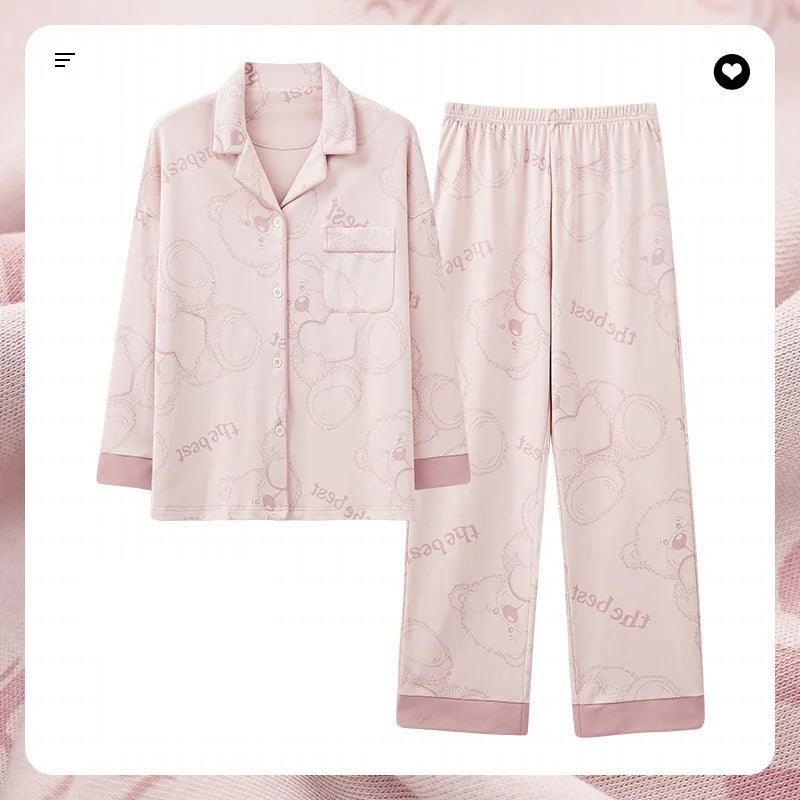 Women's 100% Cotton Pajamas Set Soft Breathable Sleepwear Loungewear with Pockets Long Sleeve PJ Set for Womens Ladies