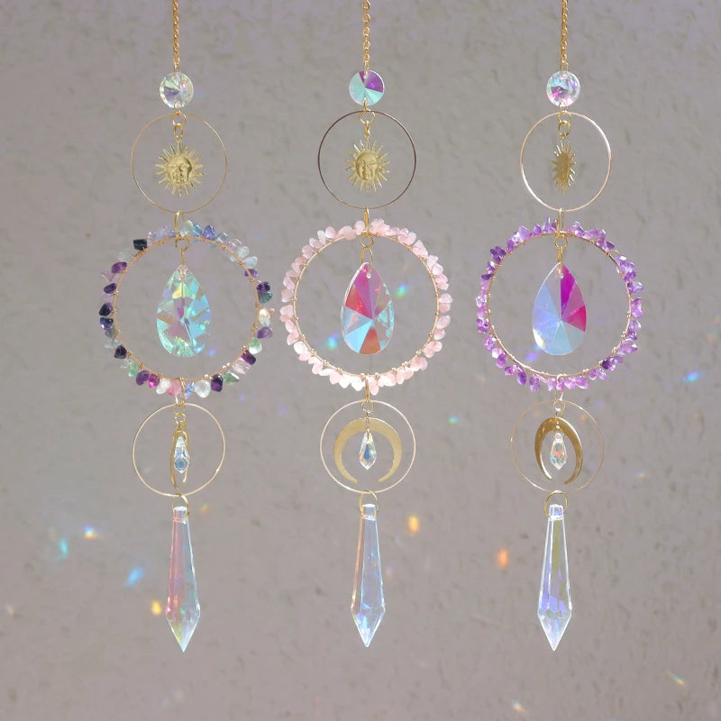 Hot Sale Suncatchers Window Sun Catcher Moon Sun Crystal Car Hanging   Prism  rainbow Prism