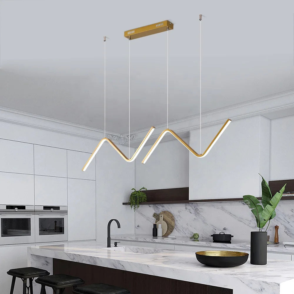 Apartment 28W Pendant Aluminium  Led Minimalist Black Chandelier for Kitchen Island