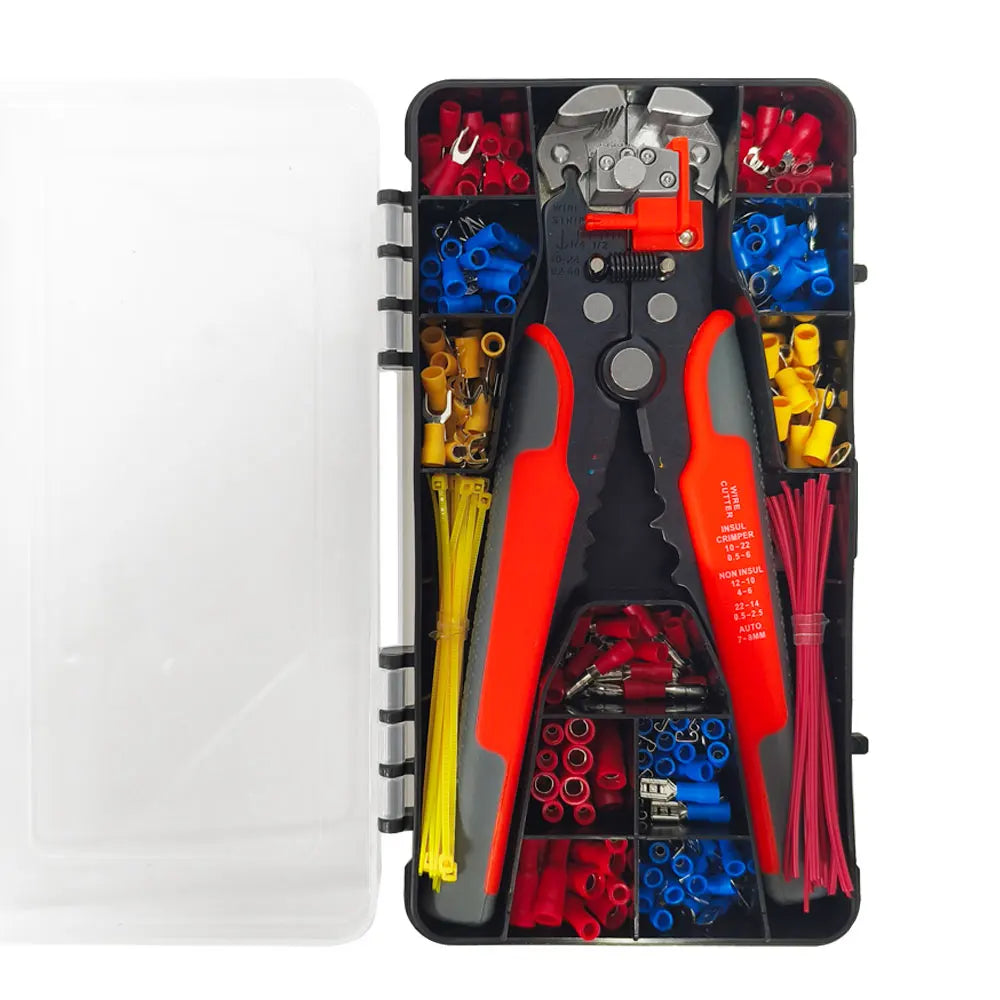 260pcs Cold Compression Cable Terminal Cutter Crimper Hand Network Tool Sets Wire Stripper Stripping Pliers Kits