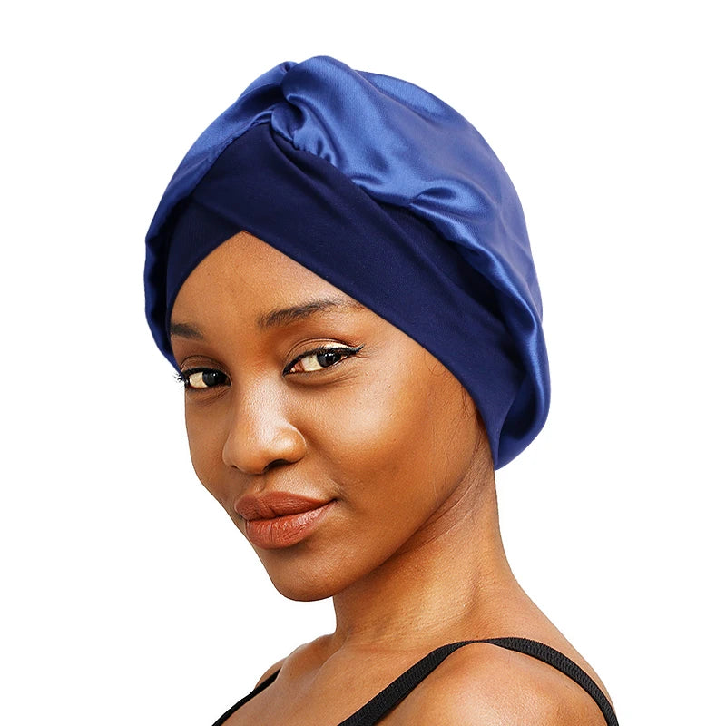 Luxury Lady Comfortable One Size Fits Night Sleep Hat Hair Loss Cap Women Wide Band Stain Cross Sleep Bonnet Cap