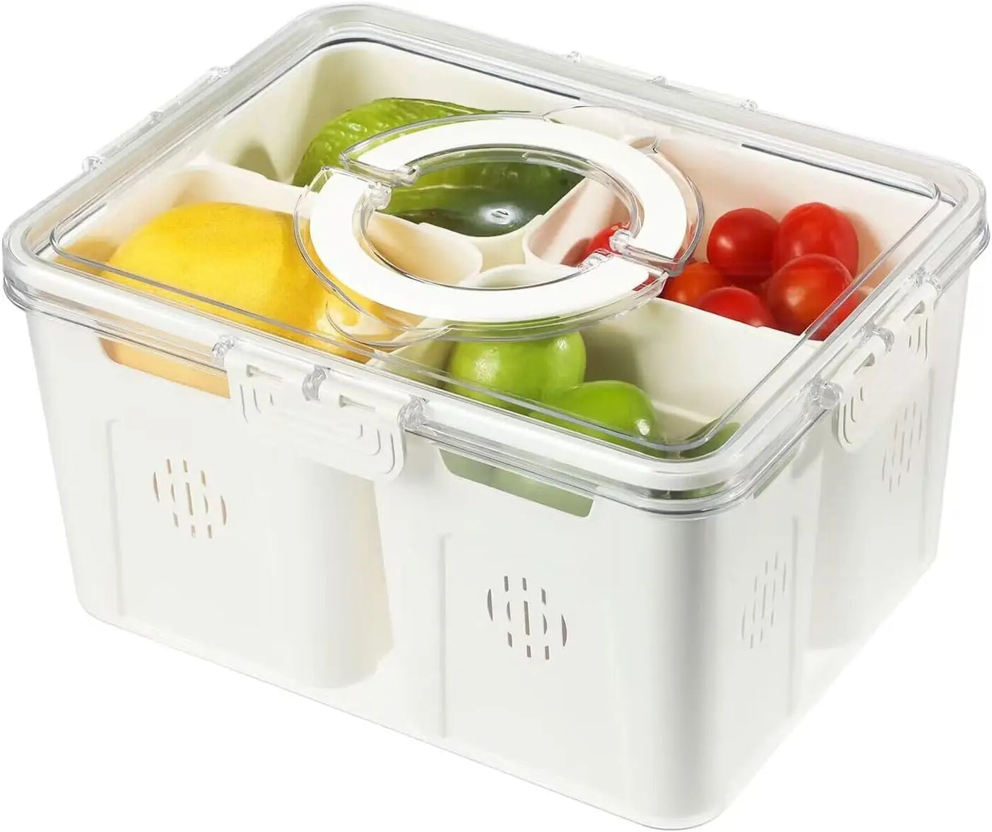 Divided Serving Tray with Lid and Handle 4 Compartments Fruit Storage Containers Food Storage Containers for Home