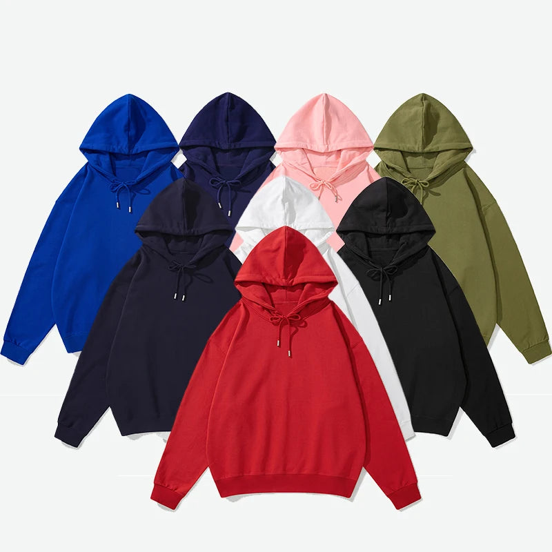 100% Cotton Terry 488g Heavyweight Streetwear No Pockets Pullover Hoodie Unisex Custom logo Women Hoodies Men