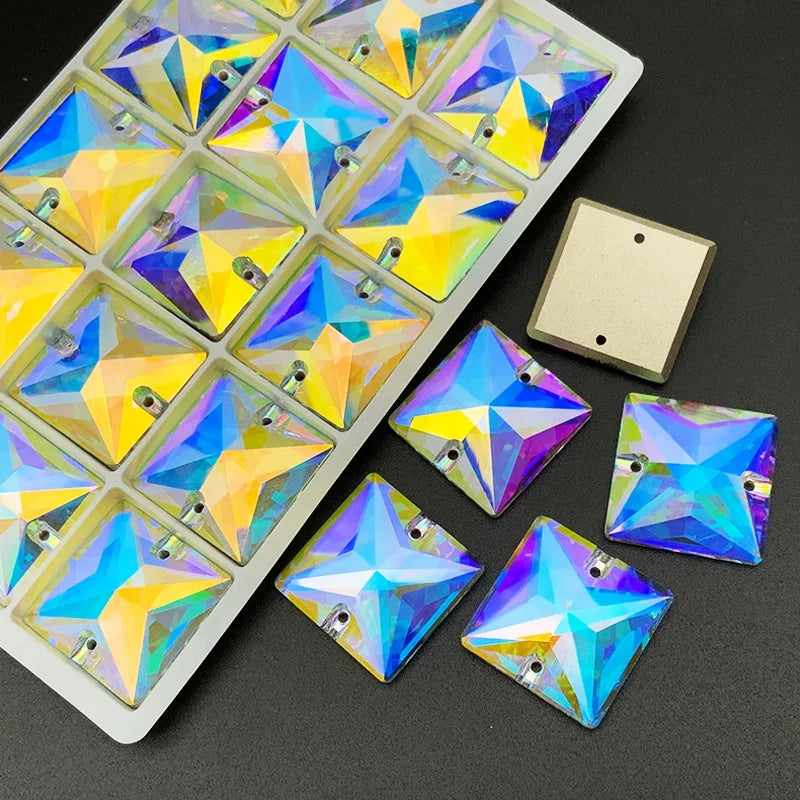Shinny Wholesale Square Shape 12mm K9 Flat Back Glass Crystal Sew on Stone Rhinestones for Costumes Dress