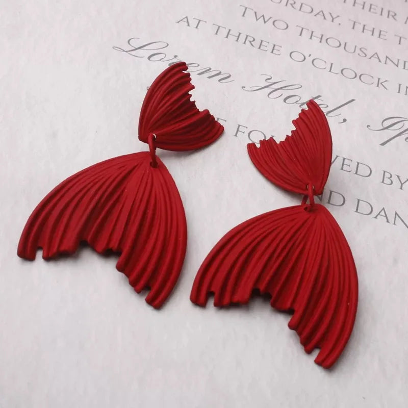SC Hot Sale Colorful No Fading Alloy Earrings Trendy Geometric Fish Tail Drop Earrings for Women