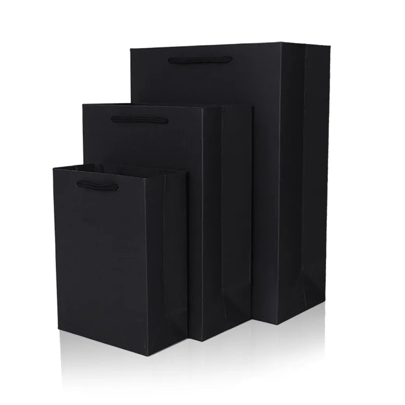 Custom Logo Printing Wholesale Black Gift Paper Bags for Clothing Black Cardstock Bags Handled Bags Manufacturer