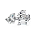 Dylam New Designer Elegance Fine Fashion Jewelry Rings Solid Sterling Silver Multiple Shape 1ct 5A Zirconia Open Adjustable Ring