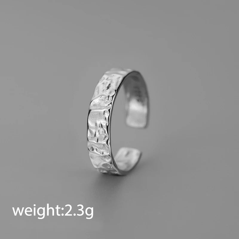 BINSHUO Anillo Vintage Personality Design Open Adjustable Jewelry S925 Letter Silver Rings for Women and Men's Ring