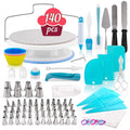 140pcs Cake Decorating Tip Sets Cake Turntable Stand Stainless Tulip Pastry Nozzles Confectionery Bag Baking Tools for Cakes