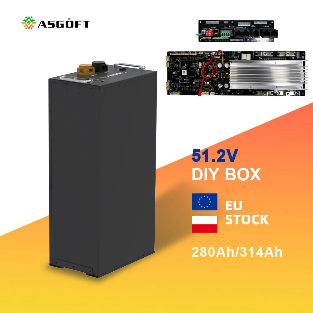 PL Stock DIY Kit for 16S MB31 16S Mb56 With 200A Peace Bms 51.2V 16Kwh 15kwh 628Ah Lifepo4 Lithium Battery Box Solar Storage