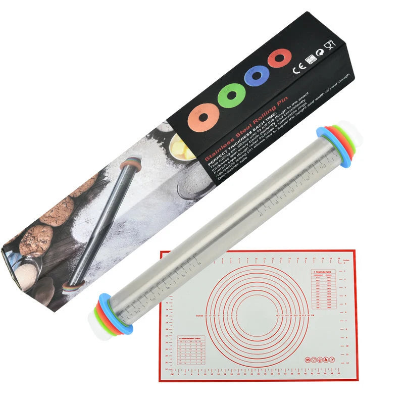 Stainless Steel Rolling Pin with Removable Rings Adjustable Rolling Pin