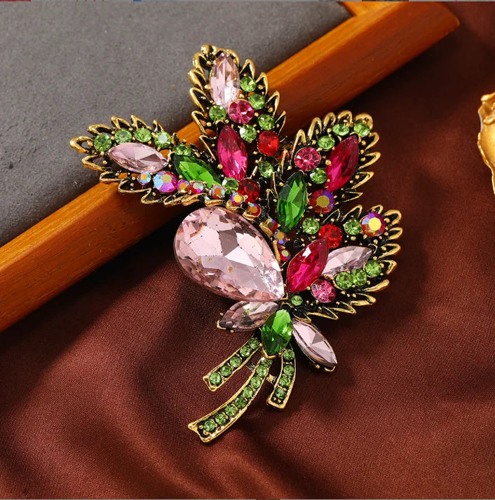 Crystal Rhinestones Big Brooch Pins for Wedding Bridal Party Round Bouquet DIY Rhinestone Accessories