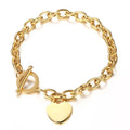 BM Fashion Waterproof Gold Plated Stainless Steel Chain Heart Bracelet for Women
