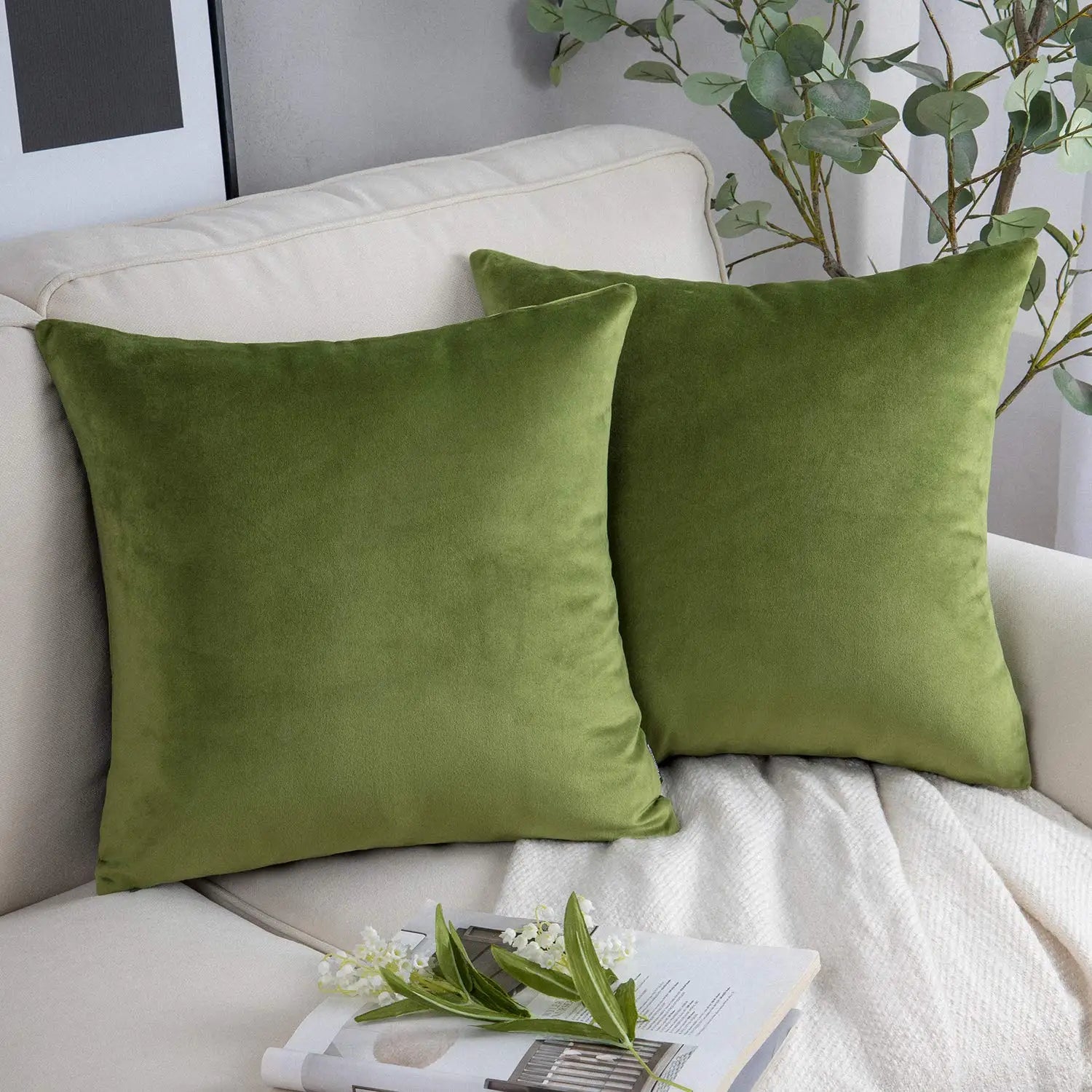 High Quality 18X18 Solid Color Velvet Pillow Case Plain Throw Pillow Cover Custom Home Decor Sofa Cushion Cover //