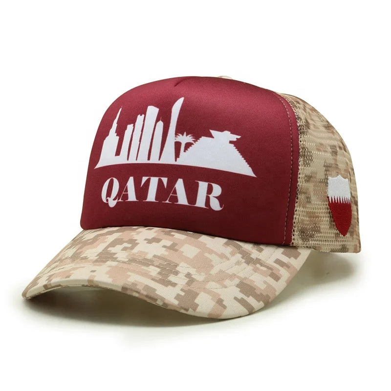 Custom Unisex 5 Panel Full Printing Camo Brim Foam Mesh Denim/Canvas Trucker Hat Summer Casual Outdoor