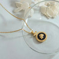 2025 New Trendystainless Steel 18k Gold Personalized High-end Rose Oil Drop Inlaid Zircon Round Plate Pendant Necklace