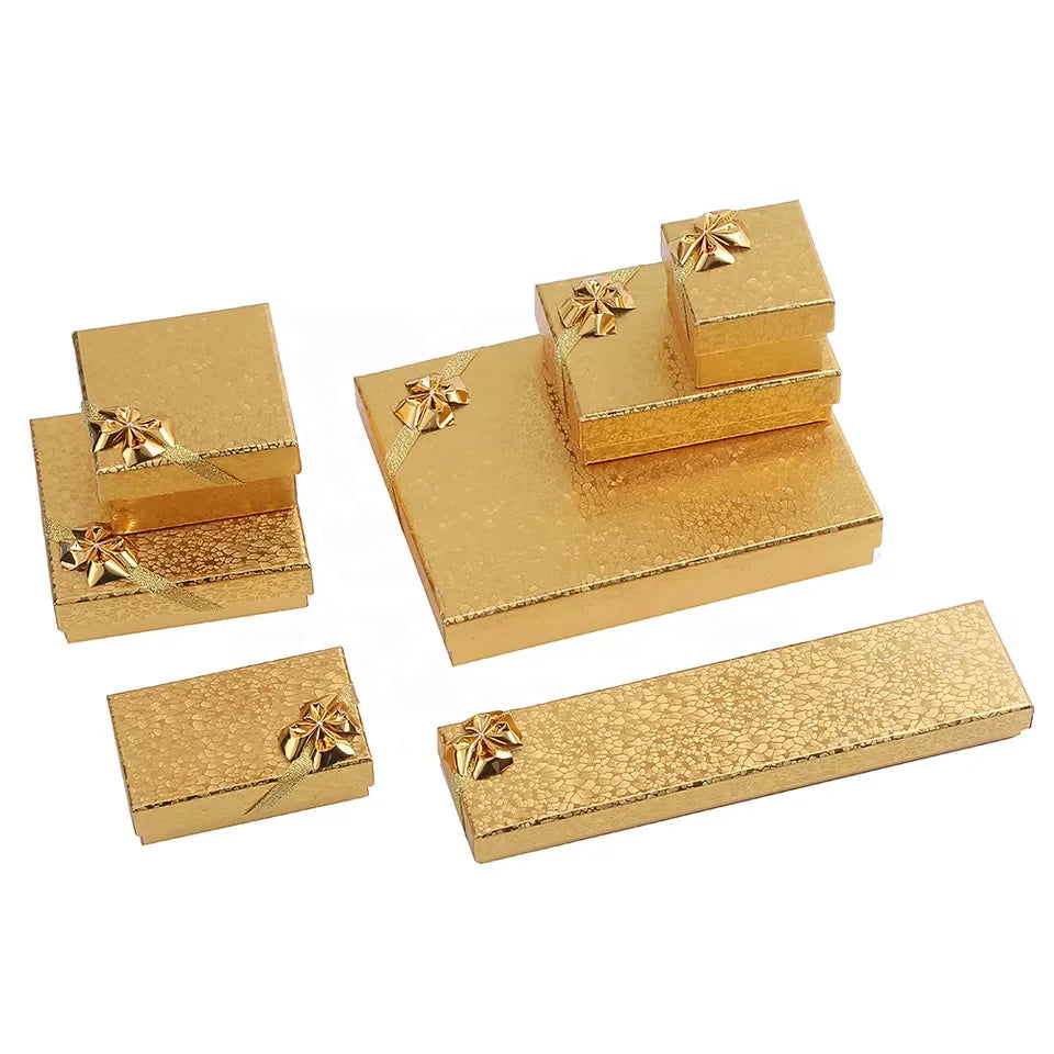 Classics Golden Christmas Gift Box Jewellery Storage Packaging Case with Lid Golden Paper Ring Box