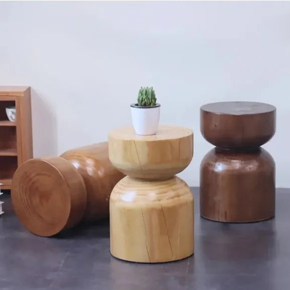 Factory Sale Wabi -sabi Modern Eco-Friendly Round Wooden Coffee Table & Side Table Tree Stump Stool