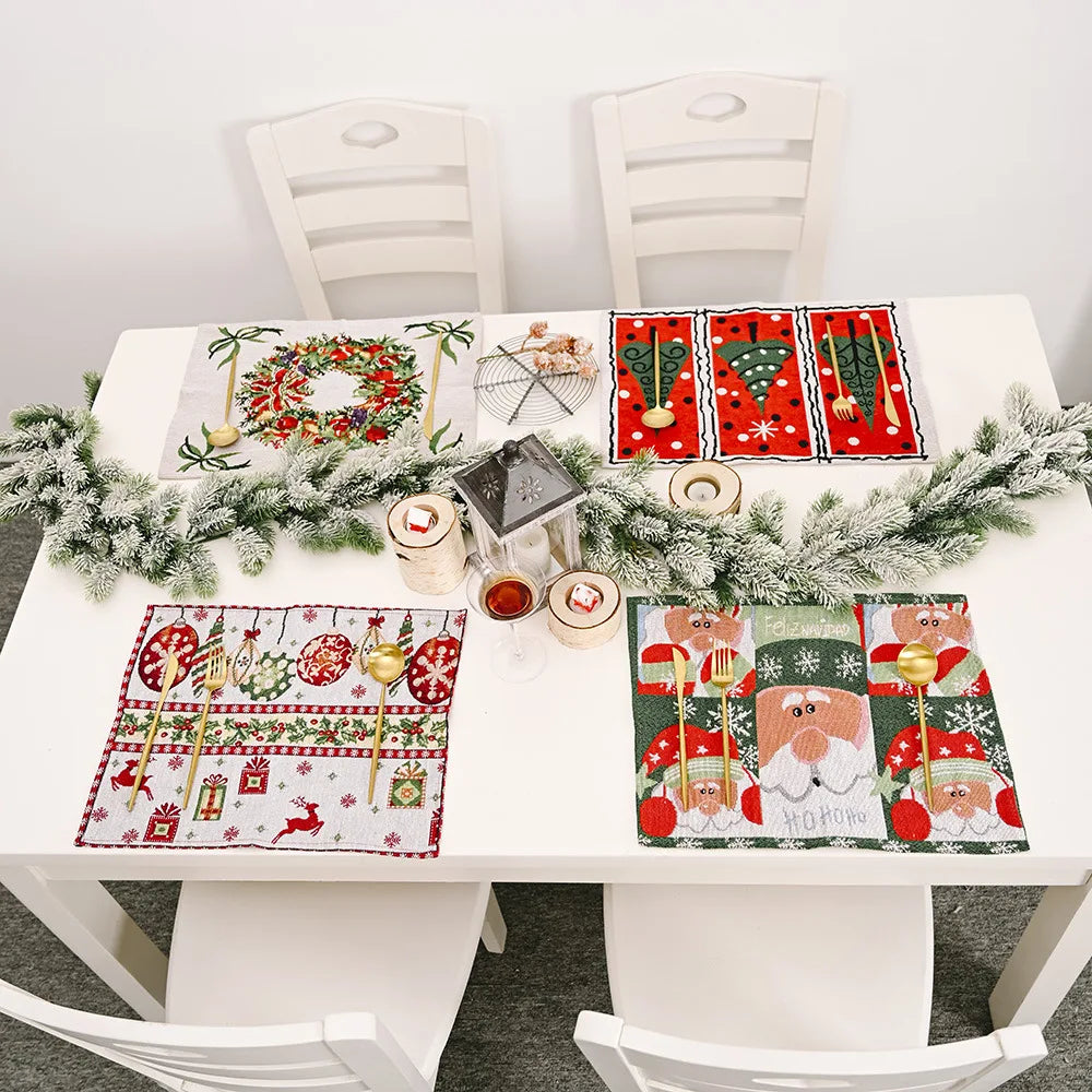 Wholesale New Arrival Christmas Home Decoration Cartoon Santa Table Mat Christmas Placemat