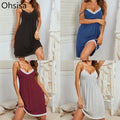 2024 Summer European and American Women's Thermal Pajamas Knee Length Lace Modal Rayon Halter Homewear Nightdress for Women