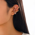 Fashion 3pcs Diamond Set C-Shaped Earrings Set Irregular Geometric Alloy Cuff Earrings for Women