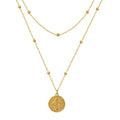 Fashion Simple Design Necklace Stainless Steel Plated 18k Gold Double Round  Pendant Necklace