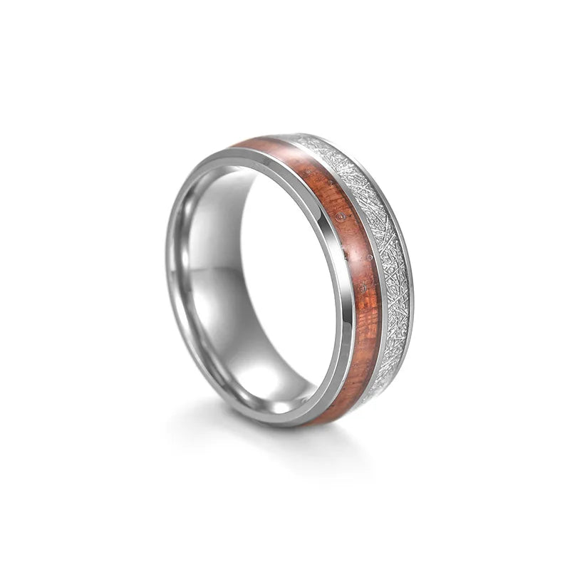 Best Selling Carbide Inlay Stainless Steel Abalone Shell Ring Mens Rings