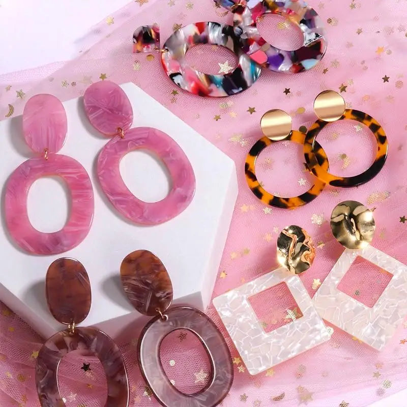 Factory Price Personality Acrylic Circle Earrings Simple Retro Geometric Pendientes Earrings for Women
