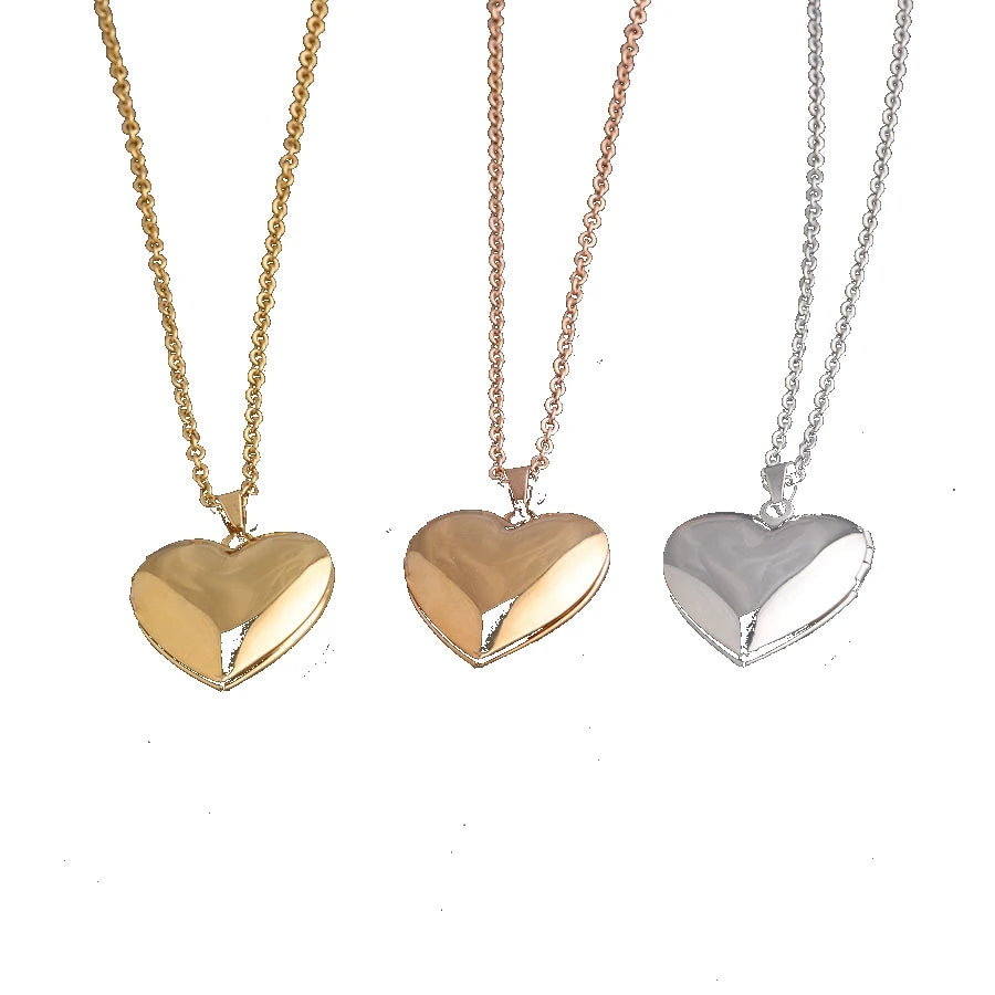2024 Newest Love Heart Box Necklace Stainless Steel Photo Locket Pendant Jewelry Necklace DIY Photo Name Necklace Fine Jewelry