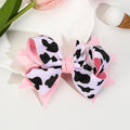CN 5.3Inch Pink Boutique Printed Cow Hair Bows Grosgrain Ribbon Farm Cow Hair Clip for Kids Girls