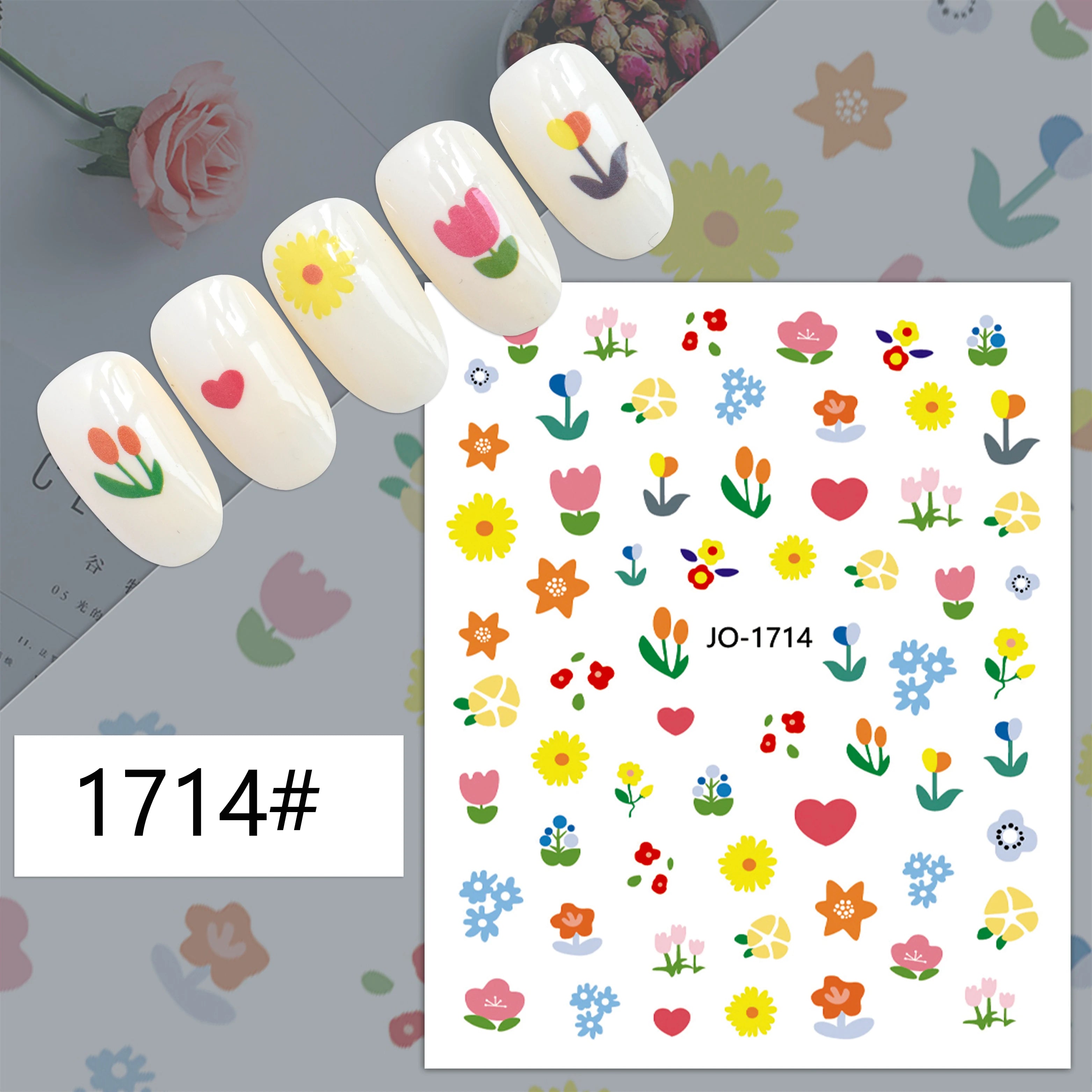 Cute Animal Design Nail Art Decals Self-adhesive Manicure 3D Flower Nail Stickers for Kids