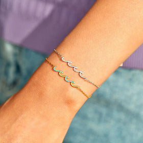 Fashion 925 Sterling Silver Wave Line Bracelet Women 18K Gold Plated Zirconia Bracelet Fine Jewelry
