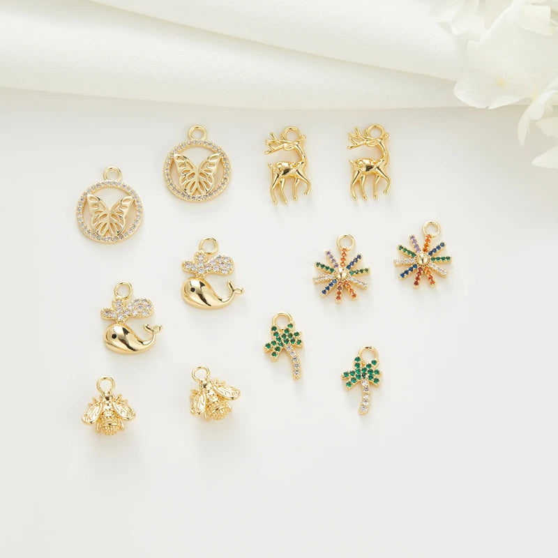 Wholesale 14K Gold Plated Dainty Brass Earrings Charms Bulk for Drop Earring Making