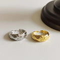 Dainty Adjustable Dome Rings Real Solid 925 Sterling Silver Hammered Textured Ring for Women Girls for Weddings