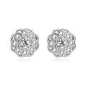 Dainty 925 Sterling Silver Flower Shape Stud Earrings Simple Sweet Diamond Zircon Studs for Women Trendy Wedding Party Gift