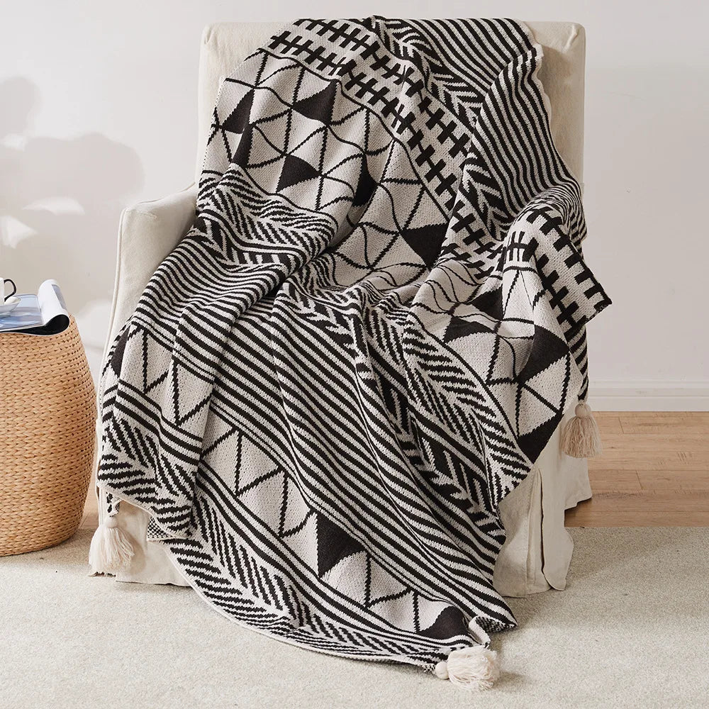 Custom Jacquard Woven Blanket Woven Throw Blanket Bohemian Tapestry Wholesale for Room Decoration