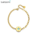 SP-LAM Woman Steel Cuban Chain Jewelry Trending Accessory Turquoise Bangle Gold Stone Stainless Bracelet
