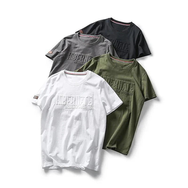 Customized Men's Oversize T-Shirts with Embossed Logo 200GSM Cotton Jersey Pu Patches Letter Pattern