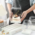 Wholesale Baking Packaging Portable Transparent Heightened Tall Birthday Dessert Clear Cake Box with Handle