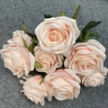 AF10502 Artificial 9 Heads Rose Flower Bouquet Red Roses Artificial in Bulk for Centerpiece Flower Arrangement