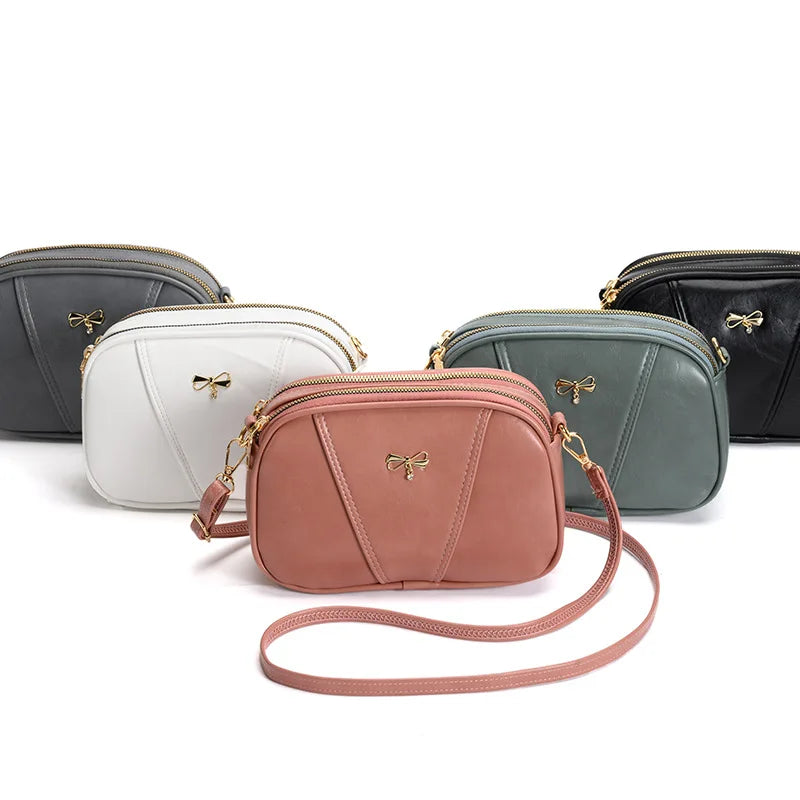 Niche Unique Korean Version Bowknot Women's Small square Bag Single Shoulder Crossbody Flap Large Capacity Mobile Phone Bag
