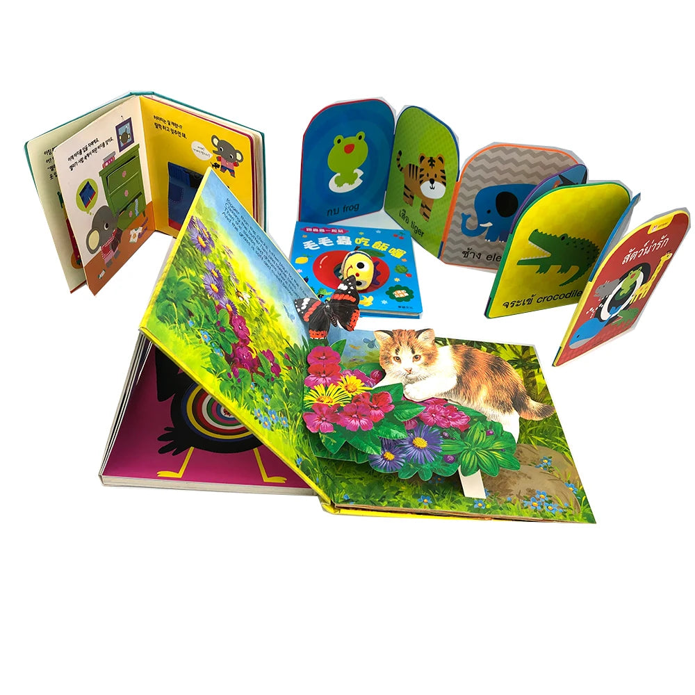 Chinese 3D Effect Custom Design Small Size Short Story Babies Hard Cover Picture Comic Children's Board Toy Book Printing