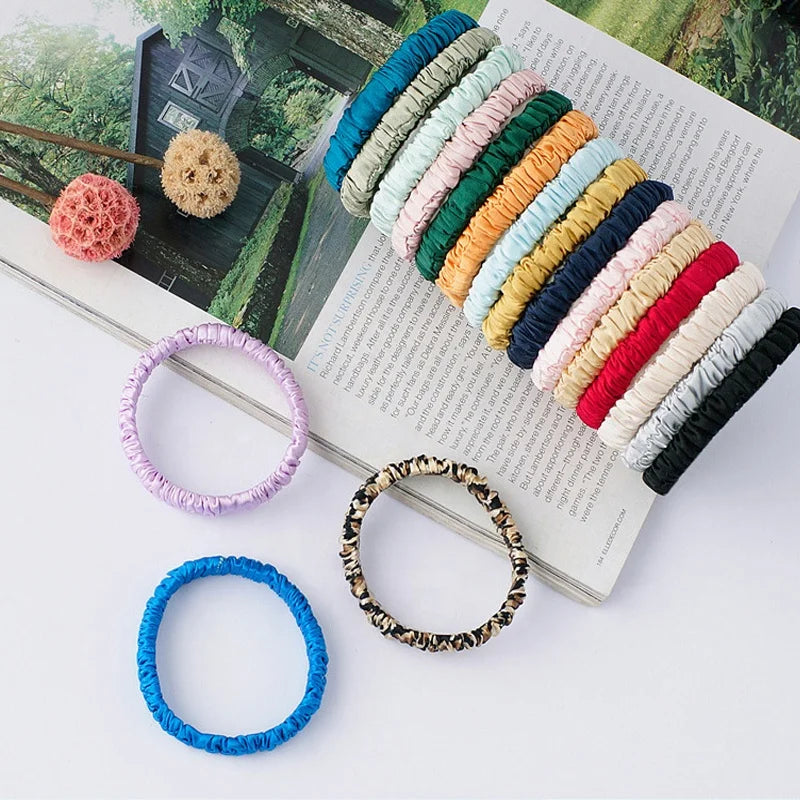 Hot Sale Skinny Girls 1cm Silk Scrunchies for Hair Elastic Hair Bands Premium Scrunchy Hair Rope