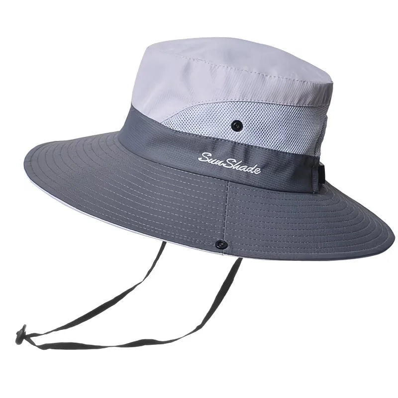 Wholesale Summer Outdoor Women Beach Breathable Cooling Mesh Waterproof Quick Drying Packable Bucket Hat with Ponytail Hole