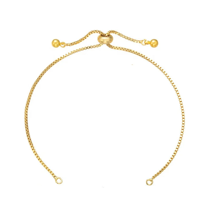 JY Jewelry Brass 18K Gold Plated Heart Shape Adjustable Bracelet Box Chain for Jewelry Making MegaBDM