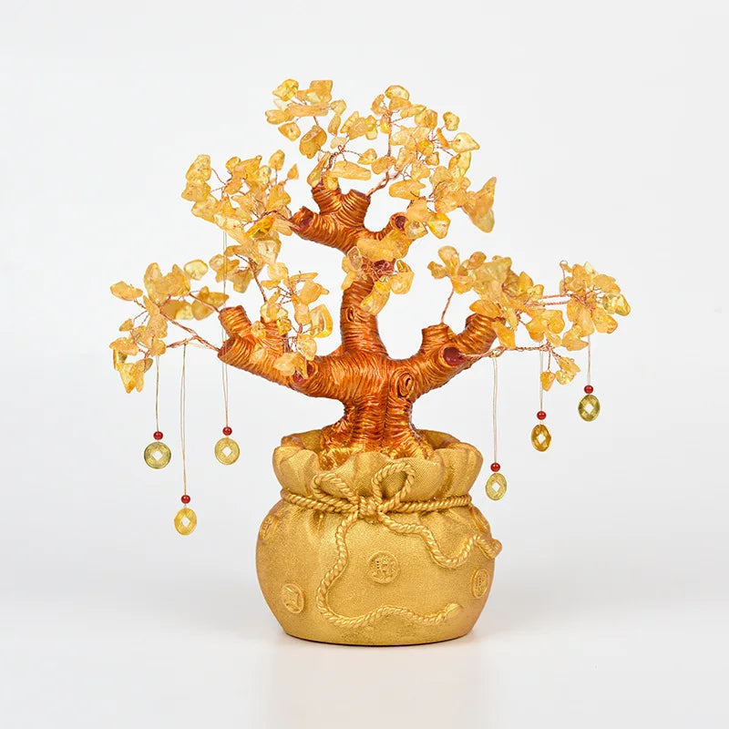 Wholesale Natural Quartz Gemstone Bonsai Large Crystal Money Tree Citrine Rich Tree